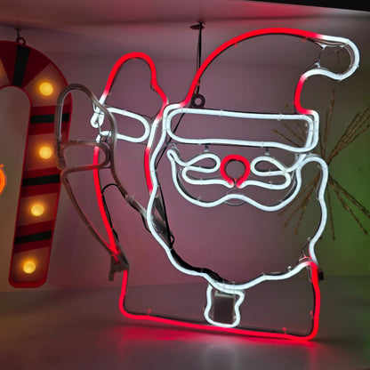 Holiday-Themed Neon Light Display Featuring Gingerbread Man Santa Candy Cane Tree & Star