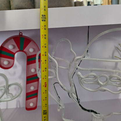 Holiday-Themed Neon Light Display Featuring Gingerbread Man Santa Candy Cane Tree & Star