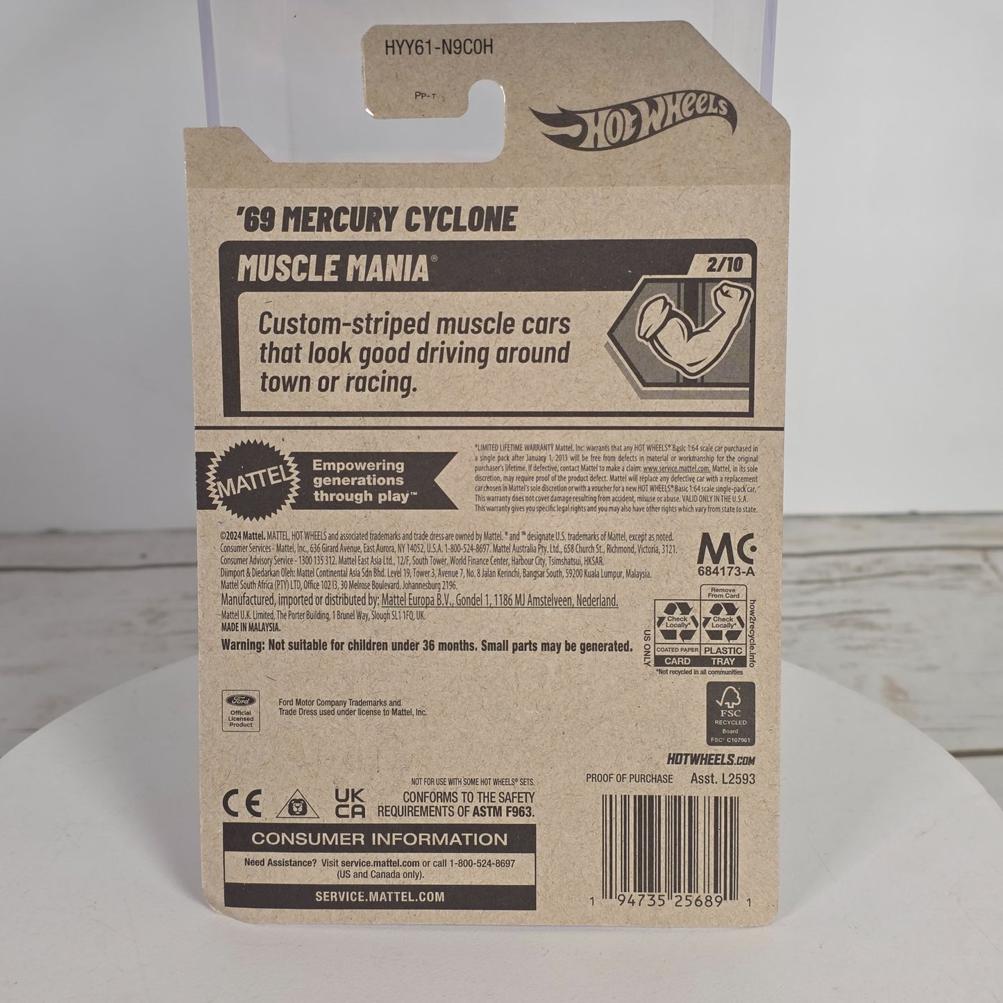 Hot Wheels 69 Mercury Cyclone Die-Cast Car 165/250 Muscle Mania Series