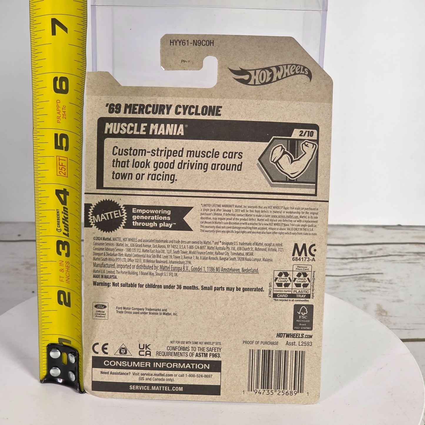 Hot Wheels 69 Mercury Cyclone Die-Cast Car 165/250 Muscle Mania Series