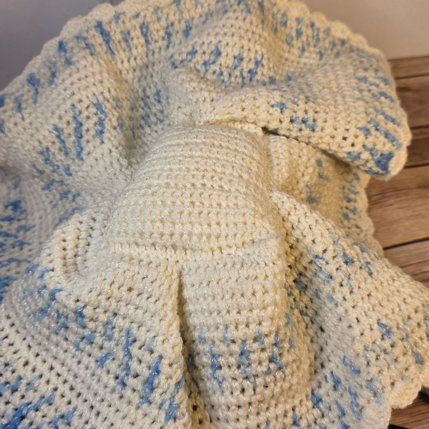 Vintage Handmade Baby Doll With Crochet Outfit & Blanket