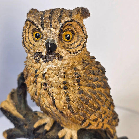 Great Horned Owl Figurine Wood Look American Wildlife Collection 5.5" Handcrafted Polyresin Sculpture
