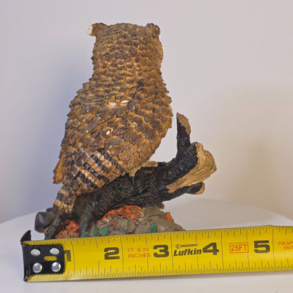 Great Horned Owl Figurine Wood Look American Wildlife Collection 5.5" Handcrafted Polyresin Sculpture
