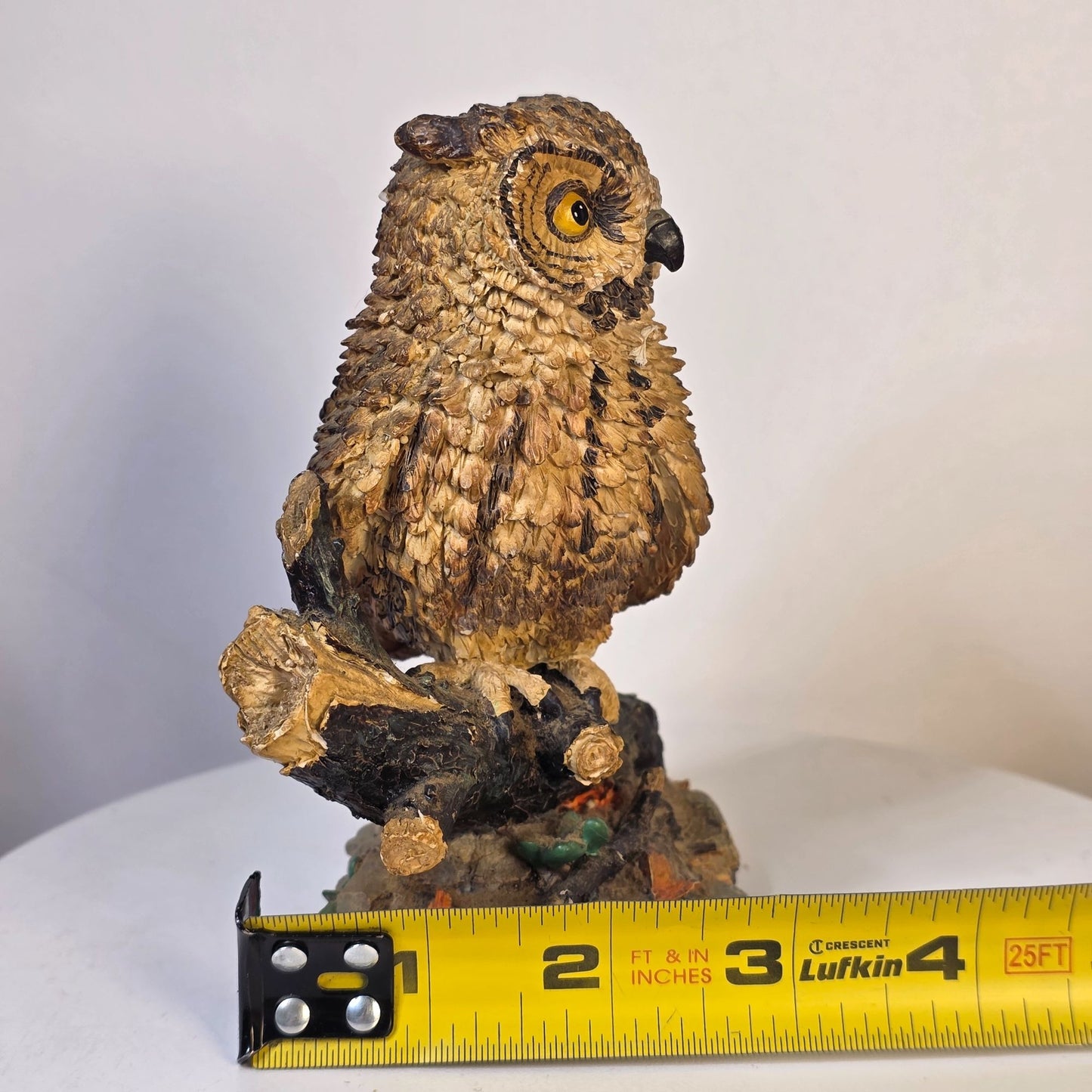 Great Horned Owl Figurine Wood Look American Wildlife Collection 5.5" Handcrafted Polyresin Sculpture