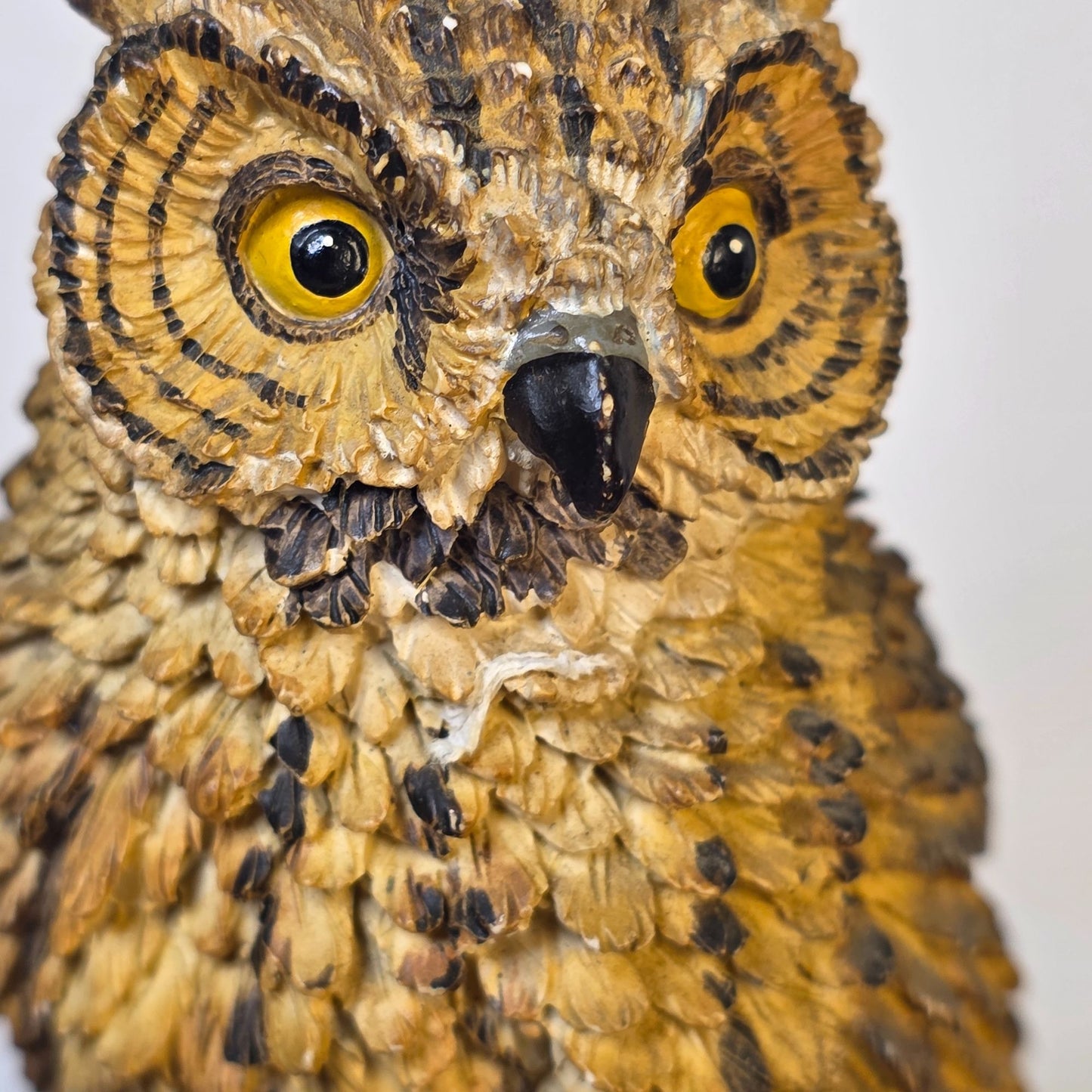 Great Horned Owl Figurine Wood Look American Wildlife Collection 5.5" Handcrafted Polyresin Sculpture