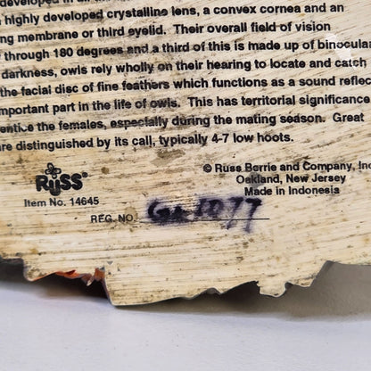 Great Horned Owl Figurine Wood Look American Wildlife Collection 5.5" Handcrafted Polyresin Sculpture