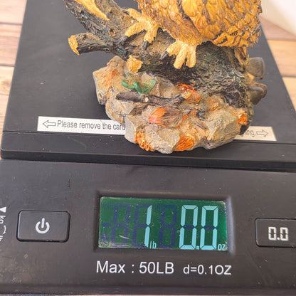 Great Horned Owl Figurine Wood Look American Wildlife Collection 5.5" Handcrafted Polyresin Sculpture