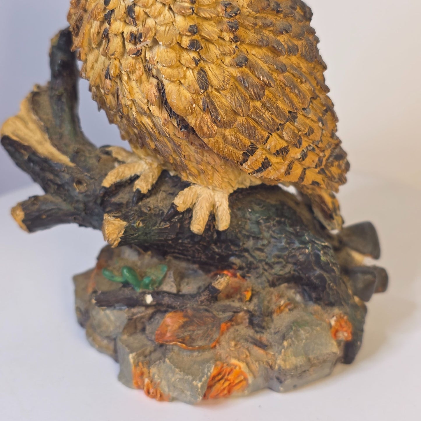 Great Horned Owl Figurine Wood Look American Wildlife Collection 5.5" Handcrafted Polyresin Sculpture