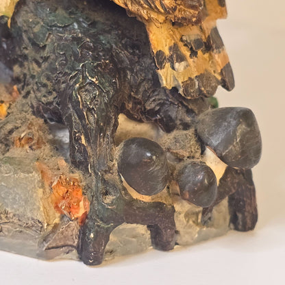 Great Horned Owl Figurine Wood Look American Wildlife Collection 5.5" Handcrafted Polyresin Sculpture