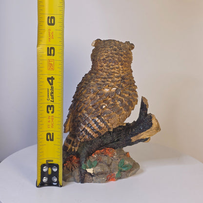 Great Horned Owl Figurine Wood Look American Wildlife Collection 5.5" Handcrafted Polyresin Sculpture