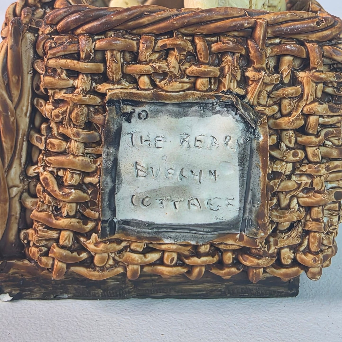 Vintage 1988 Teddy Bear Figurine In Wicker Basket With Champagne & Jam Hand-Painted Made In Scotland