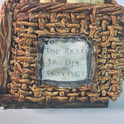 Vintage 1988 Teddy Bear Figurine In Wicker Basket With Champagne & Jam Hand-Painted Made In Scotland