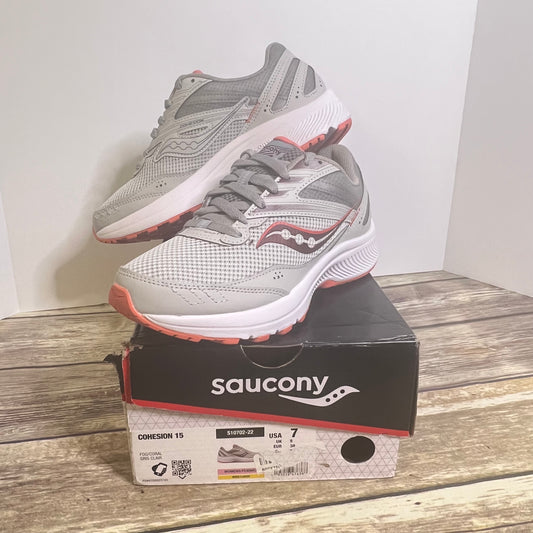 Saucony Cohesion 15 Fog/Coral S10702-22 Women’s 7 Wide