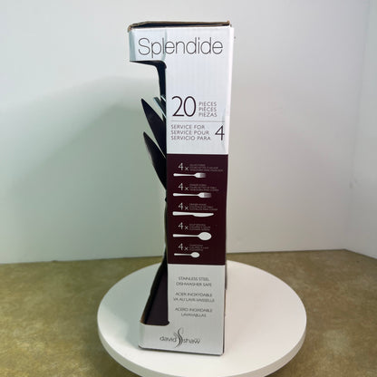 New NIB David Shaw Splendide 20 Piece Stainless Steel Flatware Set Style# 9850504