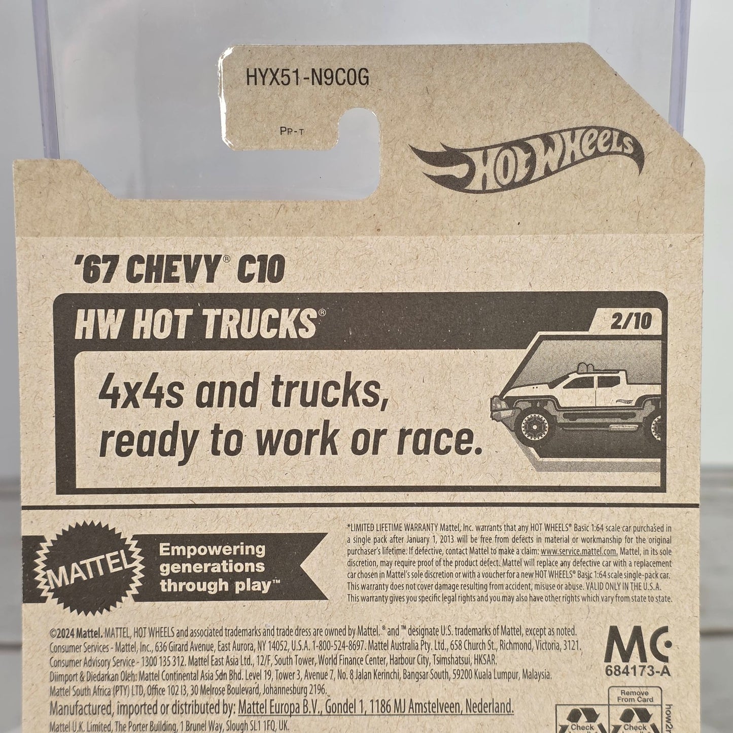 Hot Wheels 67 Chevy C10 Black & Gold 1:64 Scale Model Car NW Hot Trucks New In Box