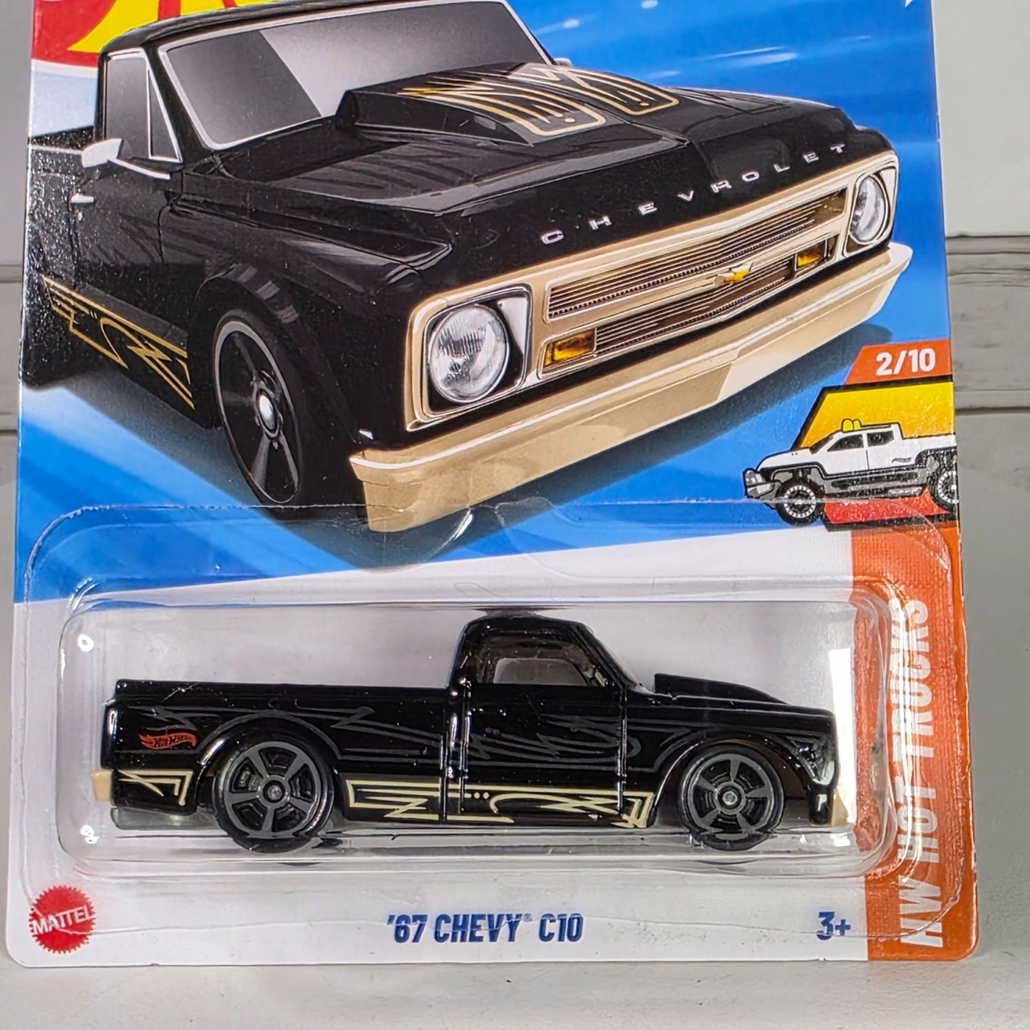 Hot Wheels 67 Chevy C10 Black & Gold 1:64 Scale Model Car NW Hot Trucks New In Box