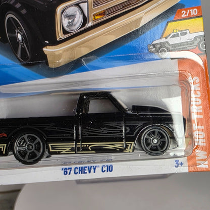 Hot Wheels 67 Chevy C10 Black & Gold 1:64 Scale Model Car NW Hot Trucks New In Box
