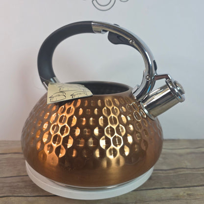 Hammered Copper Stainless Steel Tea Kettle By Balduzzi - Induction & Gas Safe Italian Style Missing Lid