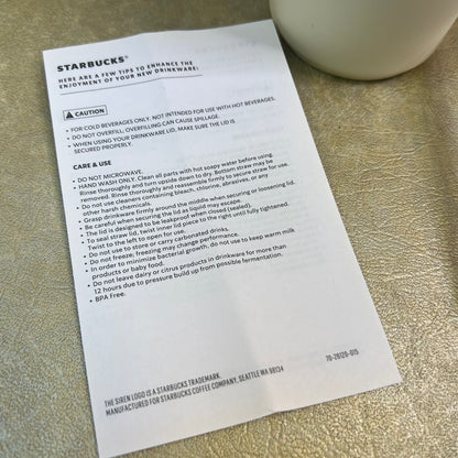 NWT New Starbucks Vacuum Insulated Cold Cup Tumbler Twist Seal Matte White 24oz