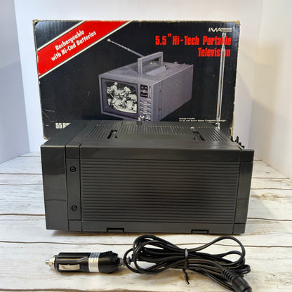 Vintage 1989 IMA 5.5” Hi-Tech Portable Television Black & White TV 55RWB