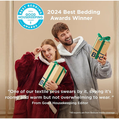 Bedsure Wearable Blanket Sherpa Fleece Blue