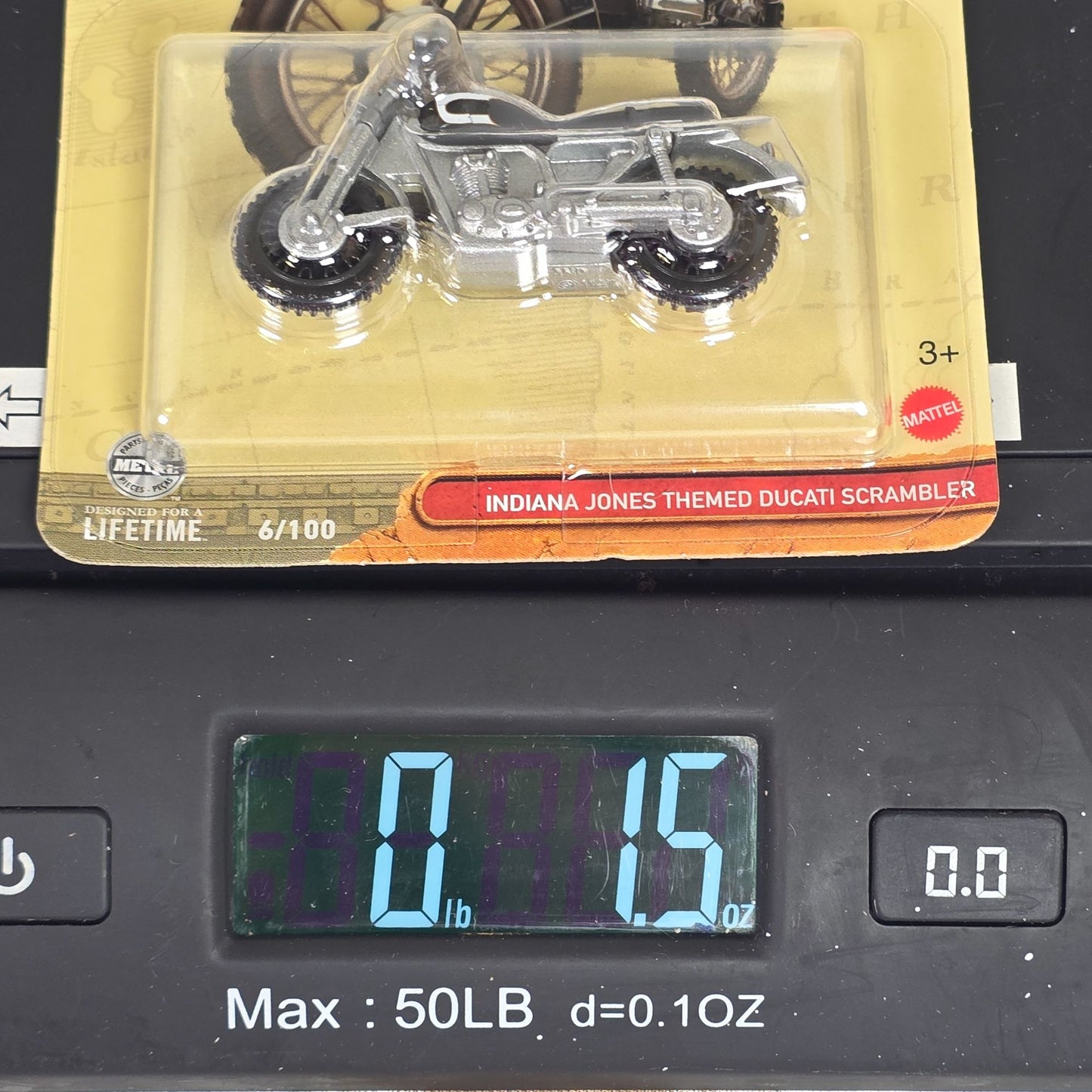 Matchbox Indiana Jones Ducati Scrambler Die-Cast Motorcycle Collectible Toy