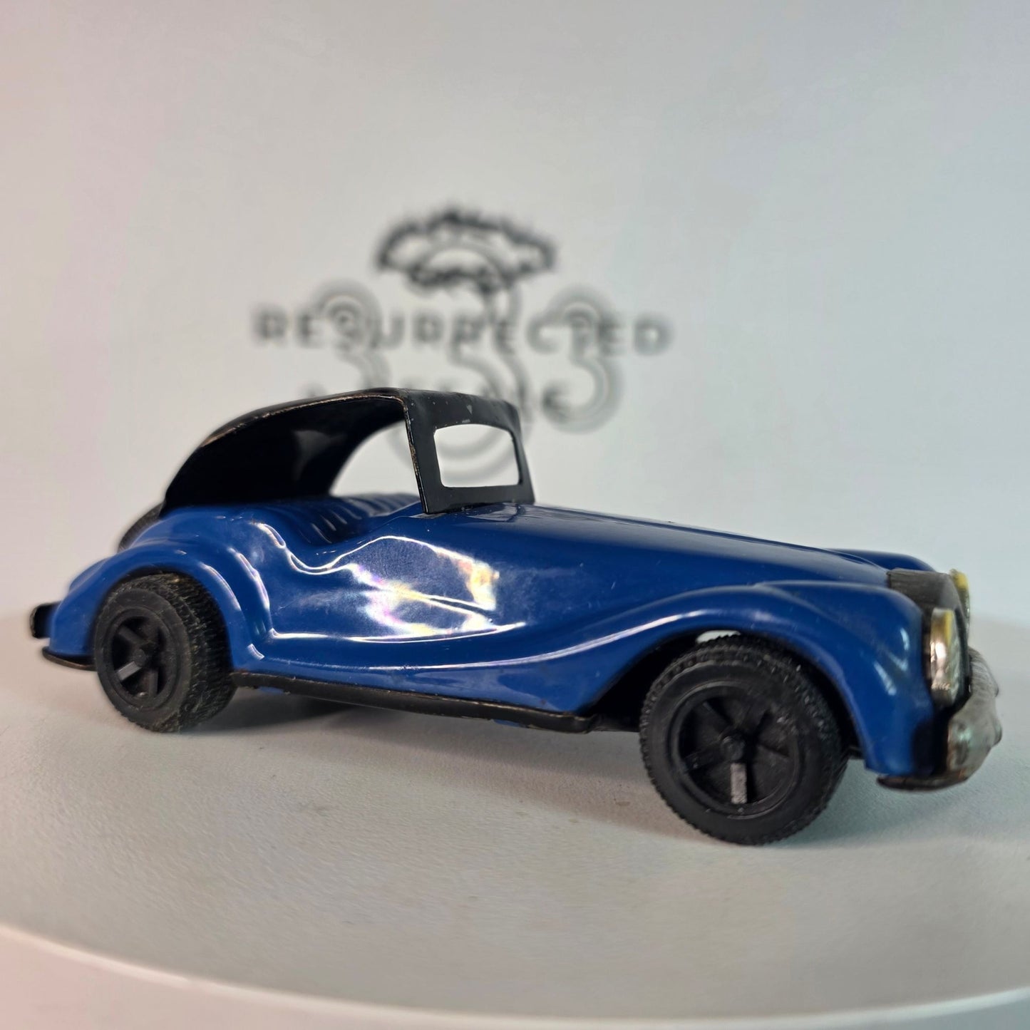RARE VINTAGE Blue MG TF Tin Litho Friction Toy Car Roadster Japan 1950s Collector