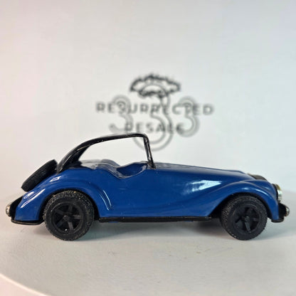 RARE VINTAGE Blue MG TF Tin Litho Friction Toy Car Roadster Japan 1950s Collector