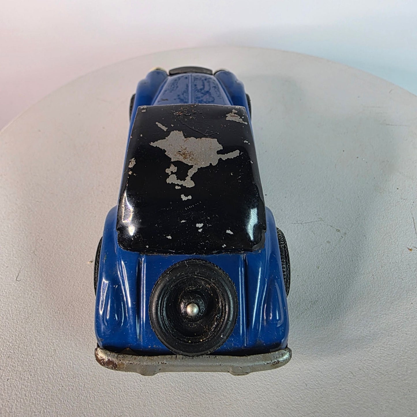 RARE VINTAGE Blue MG TF Tin Litho Friction Toy Car Roadster Japan 1950s Collector