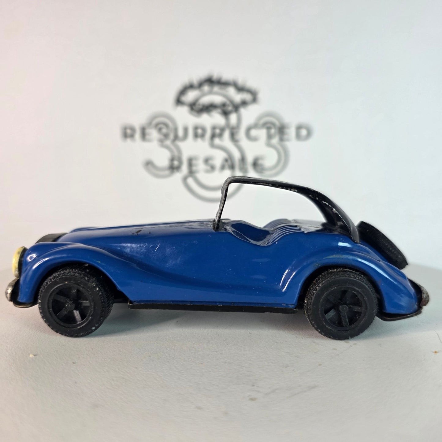 RARE VINTAGE Blue MG TF Tin Litho Friction Toy Car Roadster Japan 1950s Collector