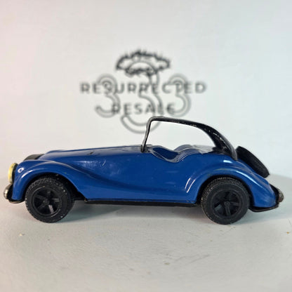 RARE VINTAGE Blue MG TF Tin Litho Friction Toy Car Roadster Japan 1950s Collector