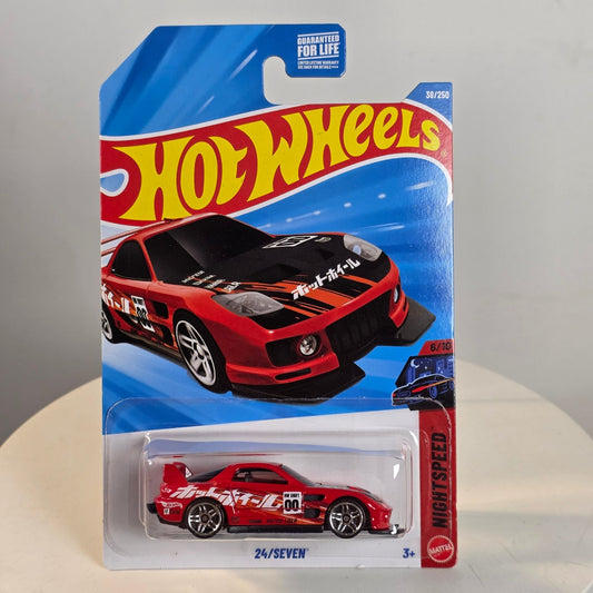 Hot Wheels 24/Seven Red Toy Car 38/250 Mattel Night Speed Series Sealed Collectible