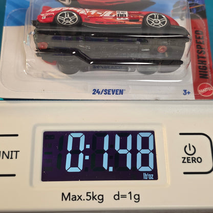 Hot Wheels 24/Seven Red Toy Car 38/250 Mattel Night Speed Series Sealed Collectible