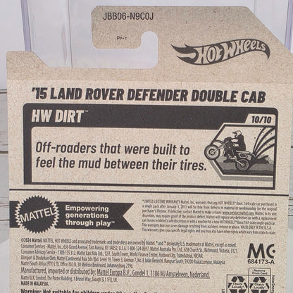 Hot Wheels 15 Land Rover Defender Double Cab Red Yokohama HW Dirt 179/250 1:64 Diecast Collectible Toy Car