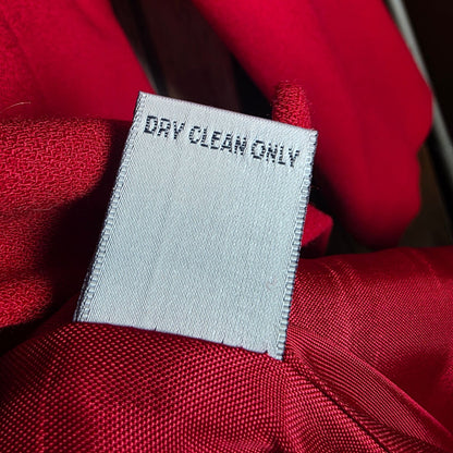 Vintage Jacqueline Ferrar Red Wool Blazer Size 12 Single-Button Womens Jacket Made In USA Dry Clean Only