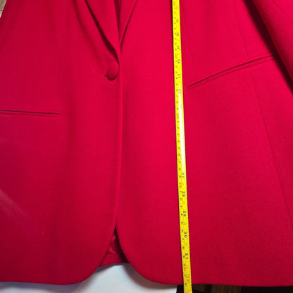 Vintage Jacqueline Ferrar Red Wool Blazer Size 12 Single-Button Womens Jacket Made In USA Dry Clean Only
