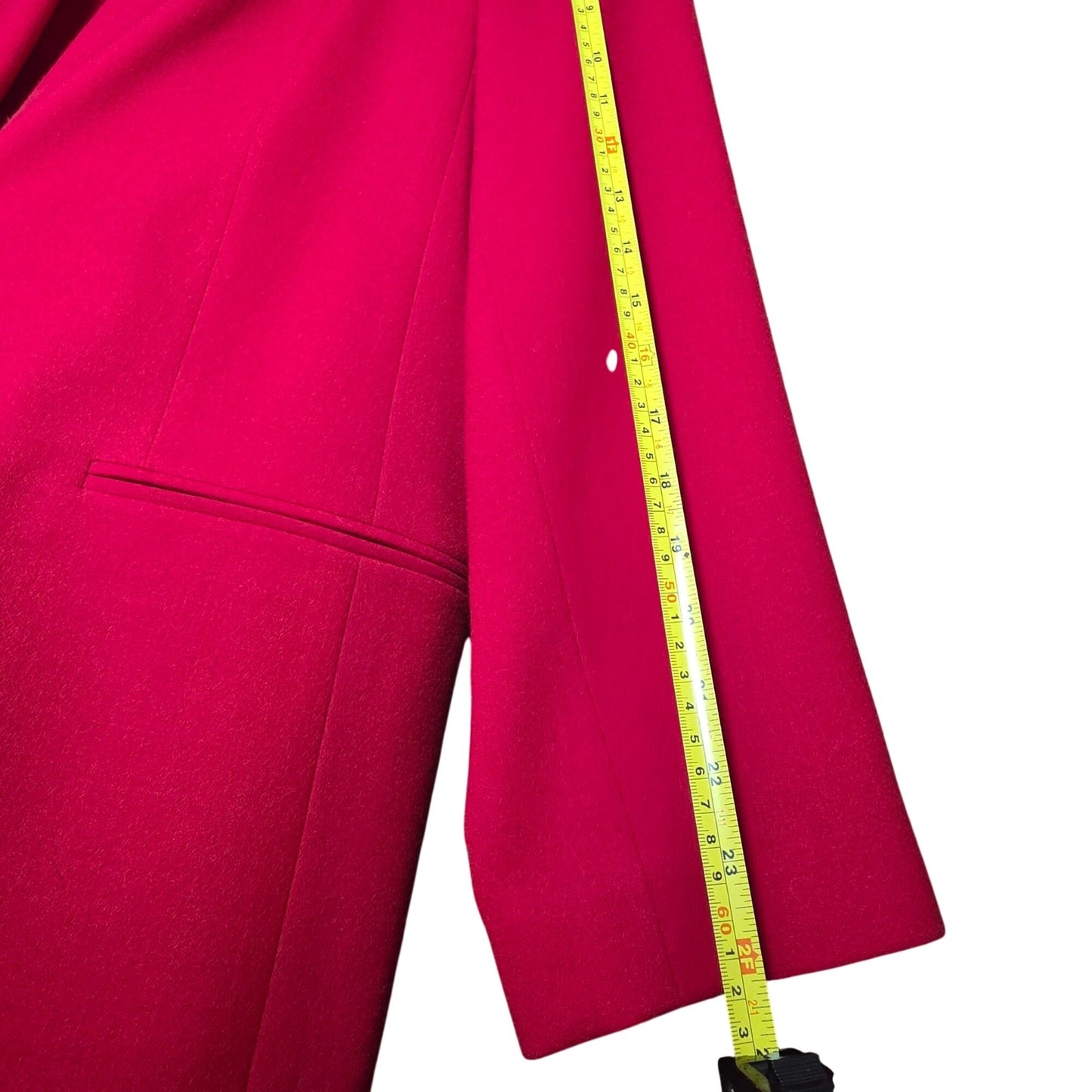 Vintage Jacqueline Ferrar Red Wool Blazer Size 12 Single-Button Womens Jacket Made In USA Dry Clean Only