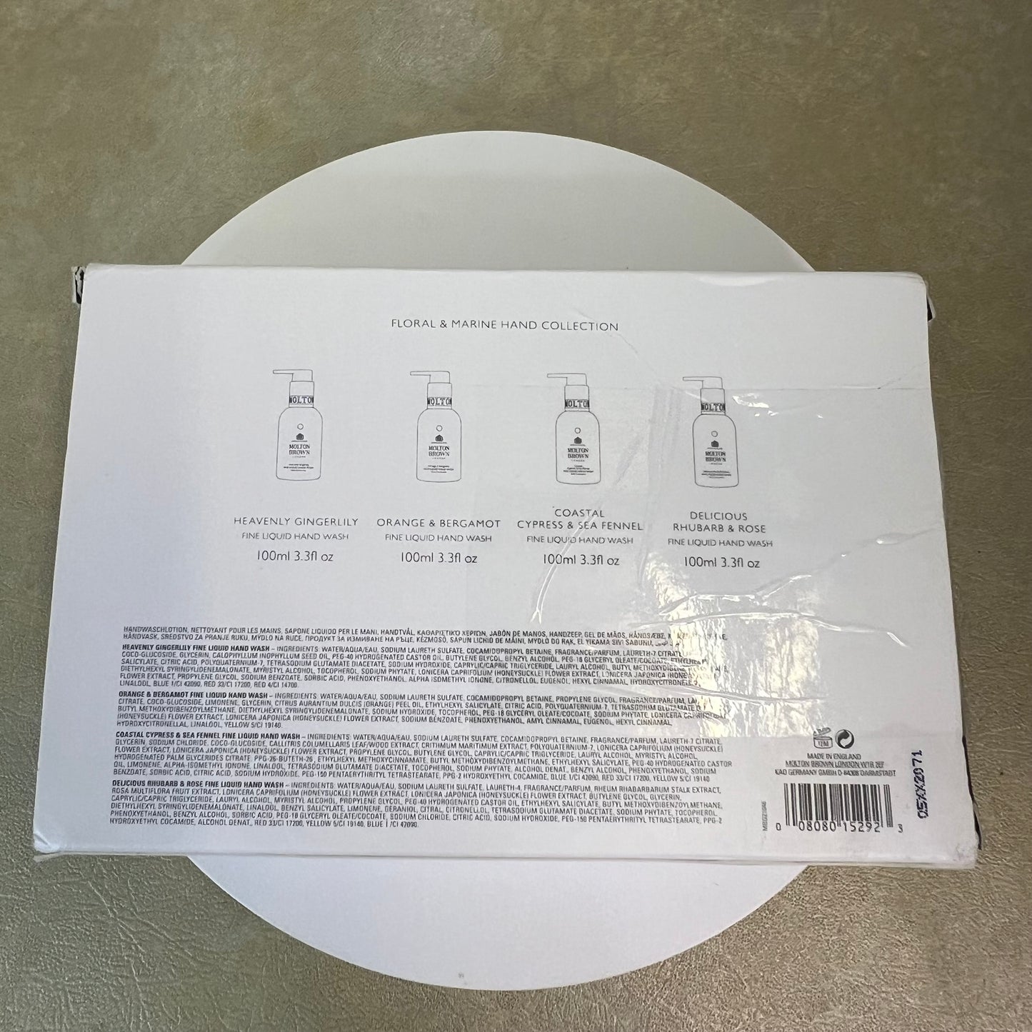 NIB New Molton Brown 4 x 3.3 oz. Floral & Marine Hand Gift Set Fine Liquid Hand Wash