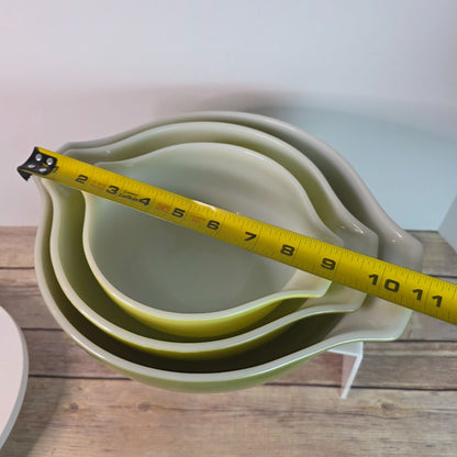 Pyrex Verde Green Cinderella Nesting Glass Bowls Set Of 3