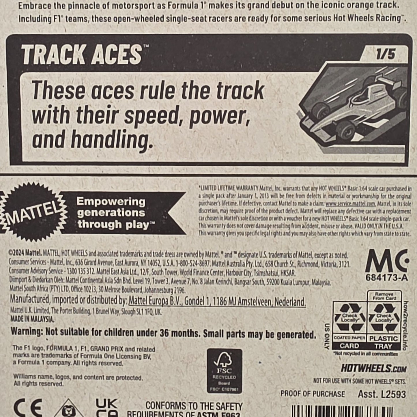 Hot Wheels Formula 1 Williams Racing Die-Cast Car 59/250 Collectible Track Stars New For 2025 Blue