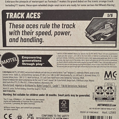 Hot Wheels Formula 1 Williams Racing Die-Cast Car 59/250 Collectible Track Stars New For 2025 Blue