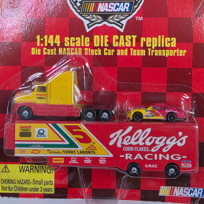 NASCAR 50th Anniversary Die Cast Replica 1:144 Scale Stock Car & Team Transporter - Kelloggs Racing Truck & Car Set