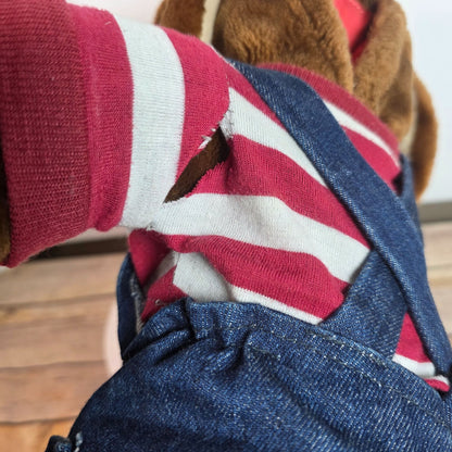 Wrinkles Inc. Heritage Collection Plush Dog With Denim Overalls