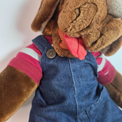 Wrinkles Inc. Heritage Collection Plush Dog With Denim Overalls