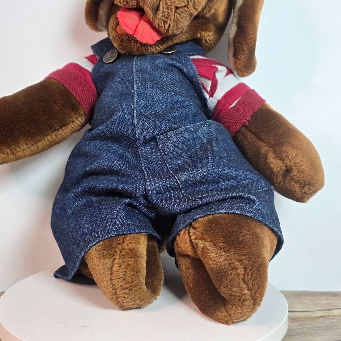 Wrinkles Inc. Heritage Collection Plush Dog With Denim Overalls