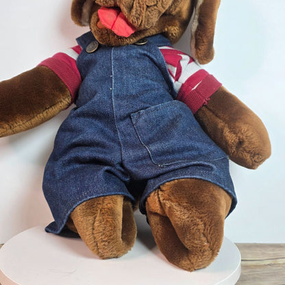 Wrinkles Inc. Heritage Collection Plush Dog With Denim Overalls