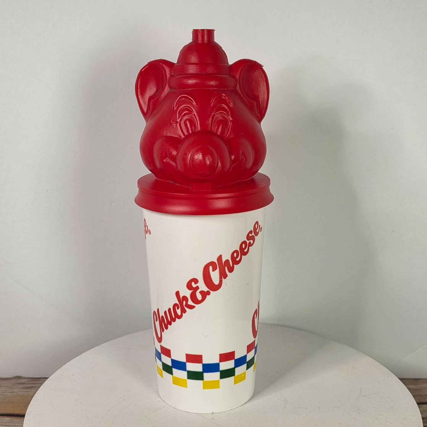 Vintage 1993 Chuck E. Cheese Souvenir Cup With Red Mouse Lid - RARE!!