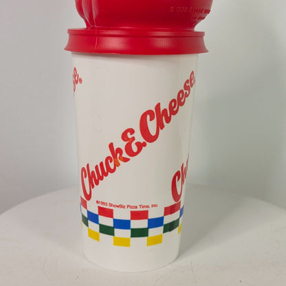 Vintage 1993 Chuck E. Cheese Souvenir Cup With Red Mouse Lid - RARE!!