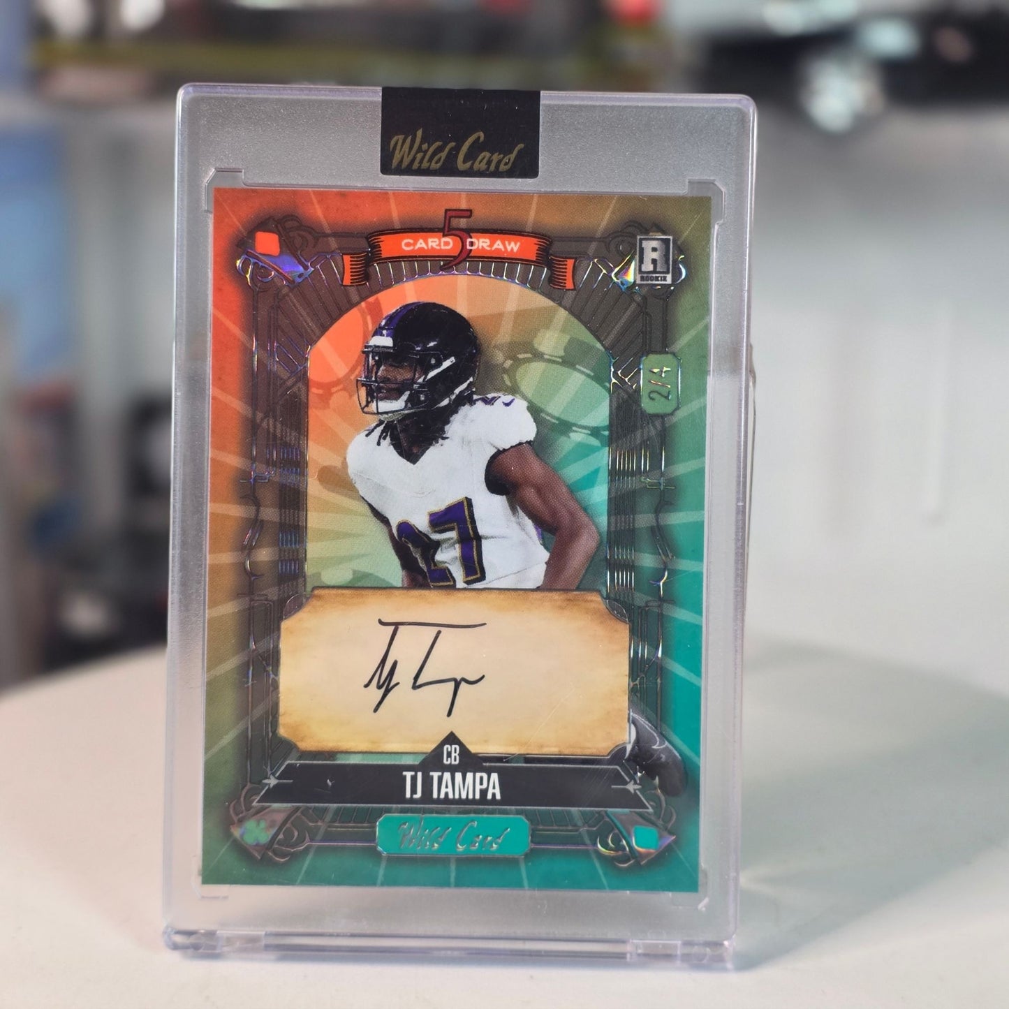 2024 Wild Card TJ Tampa 2/4 Orange Green Foil On-Card Auto Rookie RC Ravens