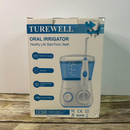 TUREWELL Water Flossing Oral Irrigator, 600ML Dental Cleaner 10 Adjustable Pressure